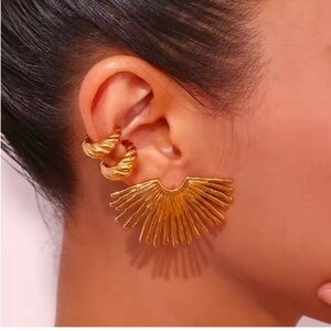 Gold Modern Sculptural Sunburst Earrings